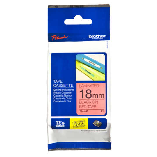 Brother TZ441 Ruban pour étiqueteuse (Noir , Rouge) 18mm Compatible With PT Serie (E500/E550/E300/E110)