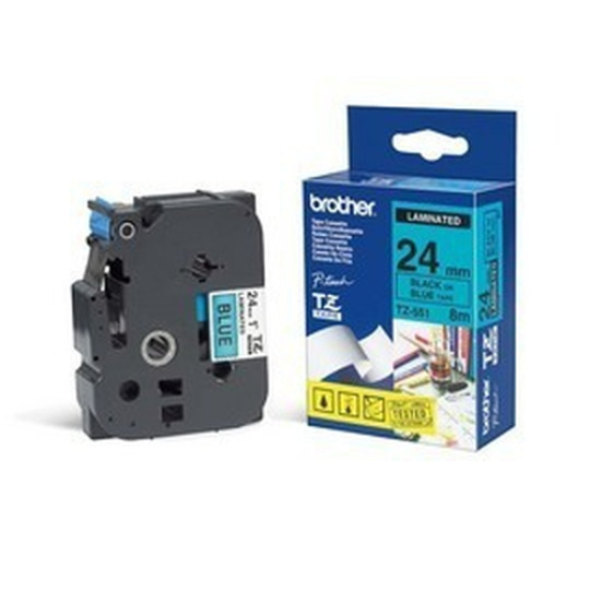 Brother TZ551 Ruban pour étiqueteuse (Noir Sur Bleu) 24mm Compatible With PT Serie (E500/E550/E300/E110)